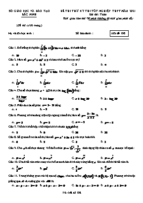 Đề thi thử Tốt nghiệp THPT môn Toán - Mã đề 108 - Năm học 2020-2021 - Sở giáo dục và đào tạo Bắc Ninh (Có đáp án)